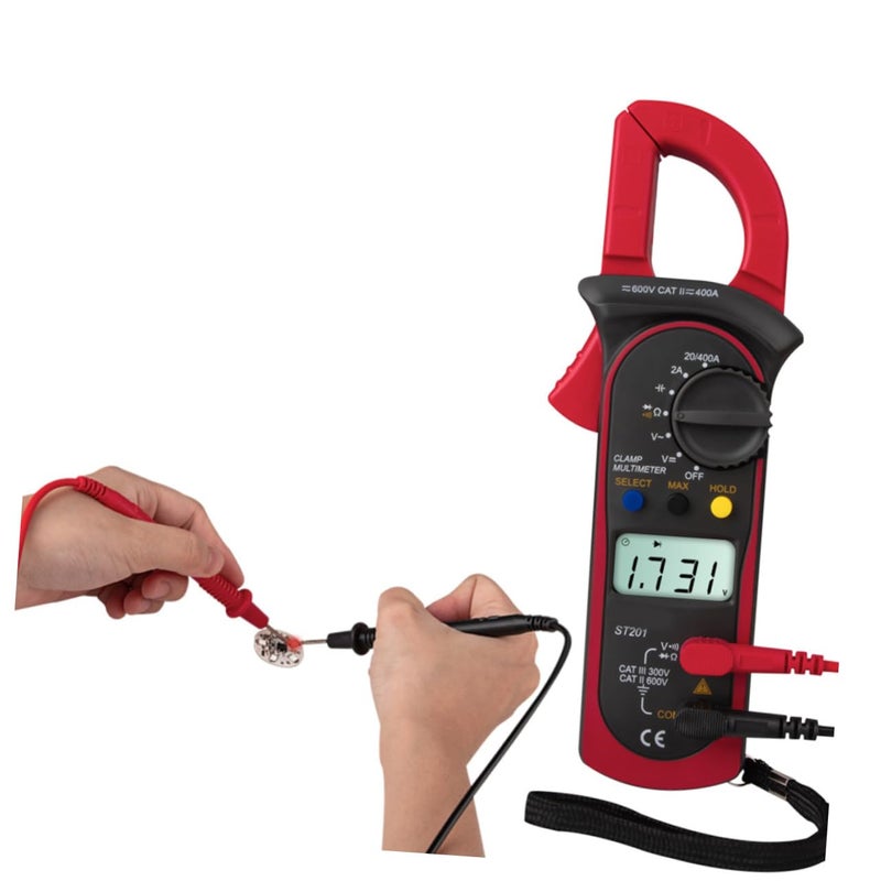 Red Digital Clamp Multimeter Auto Ranging AC DC Voltmeter Ammeter Ohm Tester - Image 3